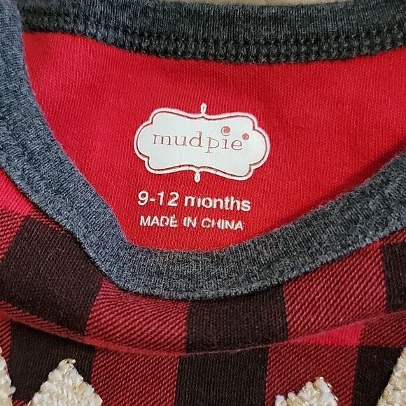 MUD PIE BUFFALO PLAID REINDEER ROMPER, SIZE 9-12 MONTHS - Picture 5 of 10